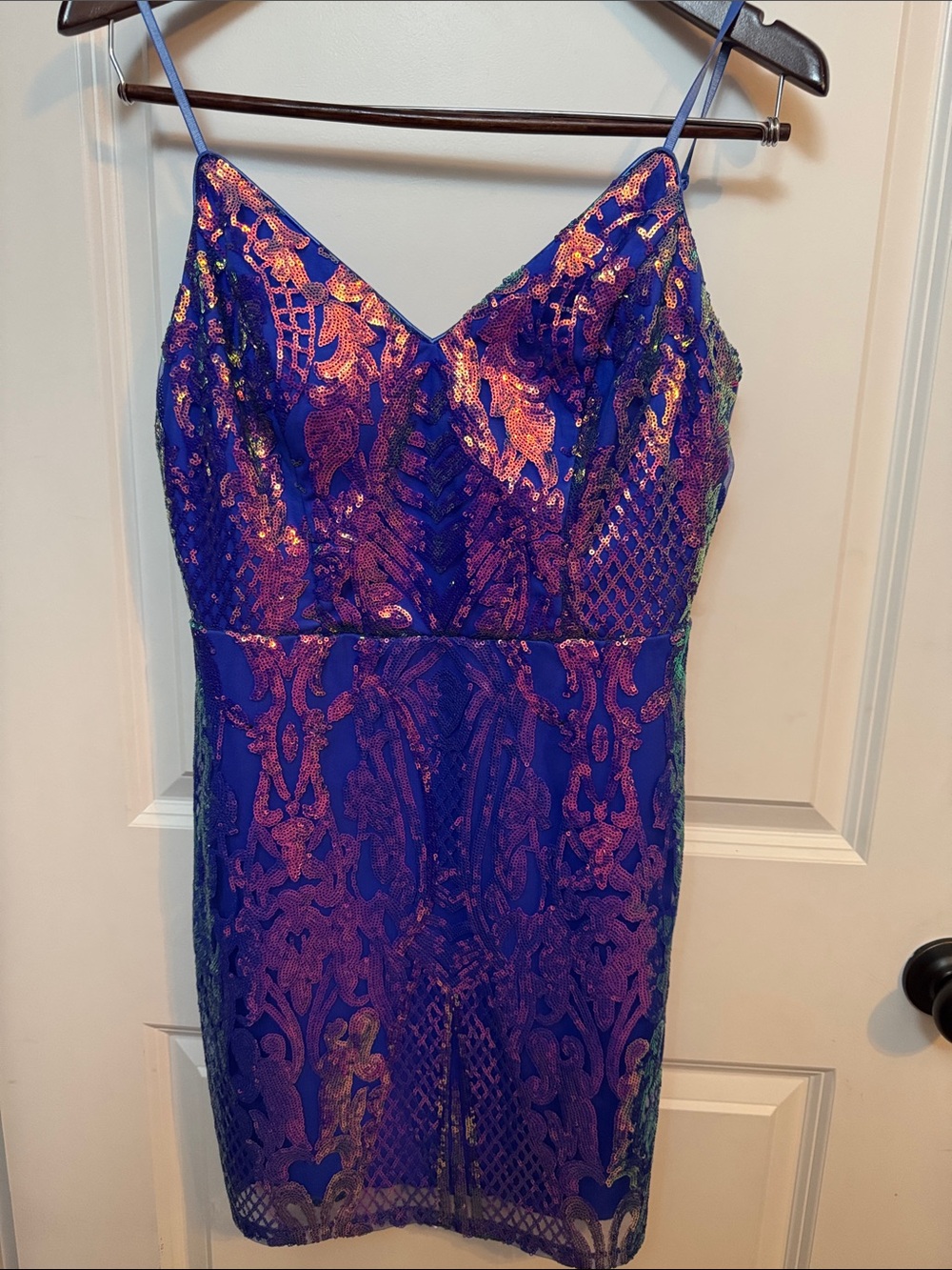 Sparkling Royal Blue iridescent Sequin Dress